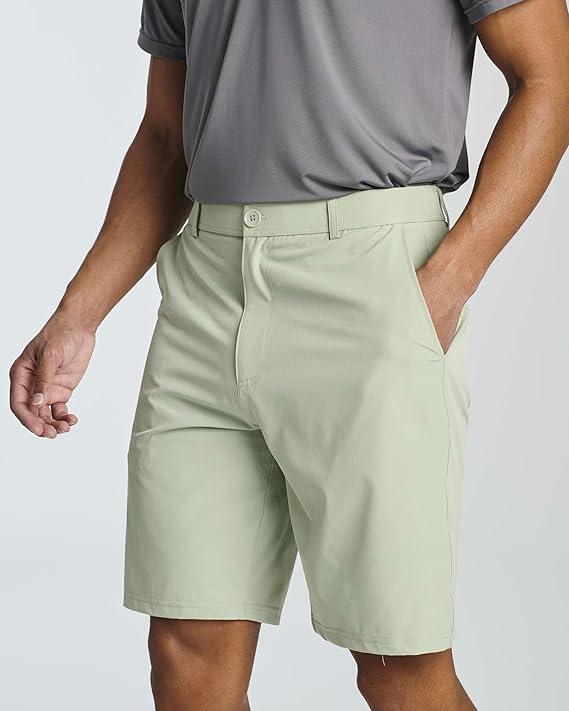Real Essentials 1 Pack: Mens 9" Golf Shorts Pockets - Flat Front Casual Work Workout Active Hiking Sport (Medium)