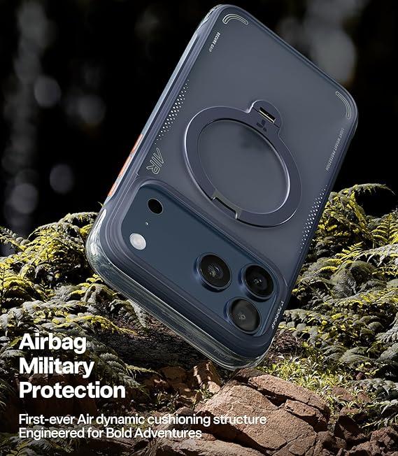 TORRAS Ostand Q3 Air for iPhone 17 Pro Case 6.3'' with Stronger Magnetic Stand, Fit for Magsafe, Airbags Miltary Protection, Camera Control for iPhone 17 Pro Case, Shockproof & Stylish, Midnight Blue