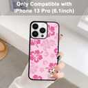 FANXI Pink Hibiscus Phone Case Compatible with iPhone 13 Pro 6.1 Inch - Shockproof Protective TPU Cute Flower Printed Phone Case Designed for iPhone 13 Pro Case for Men Girls Women