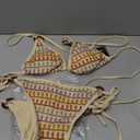 ZAFUL Triangle Bikini Sets for Women Sexy Tie Side Halter String O Ring Textured Two Piece Swimwear Bathing Suit (Small)