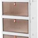 4-Tier Foldable Plastic Drawer Storage with Wheels,Stackable Storage Bins with Lid,Organization and Storage Boxes for Kitchen,Cloakroom,Closet,Living Room,Office and Dorm