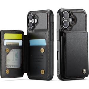 for iPhone 17 Wallet Case with Card Holder, PU Leather RFID Blocking Kickstand for Men and Women, Durable Shockproof Case for iPhone 17 (Black)