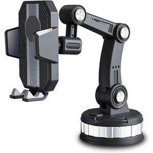 Car Phone Holder Mount, Suction Cup Cell Phone Holder Stand, Universal Dashboard/Windshield/Window Phone Holder One-Button Pop-up Strong Suction Cell Phone Car Mount (Black)