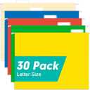 HERKKA Hanging File Folders, 30 Pack Letter Size Reinforced Hanging Folders, Designed for Bulky Files, Medical Charts, Filing Cabinet, Adjustable Tabs, Assorted Colors