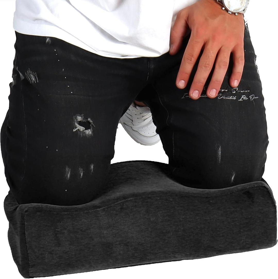Kneeling Pad Comfort Memory Foam - Extra Thick Knee Cushion Floor Sitting for Work, Mechanics, Construction, Gardening, Yoga, Bath Kneeler for Baby Bath -Provide Support for Knees & Elevation (Black), thickness is 4.3 inches