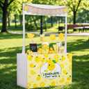 Novabright Wooden Lemonade Stand Kit 59 31.5 Inches White Lemon Stand with 2 Lemon Banners Durable Wooden Market Stall for Lemonade Supply Events & Small Business Display