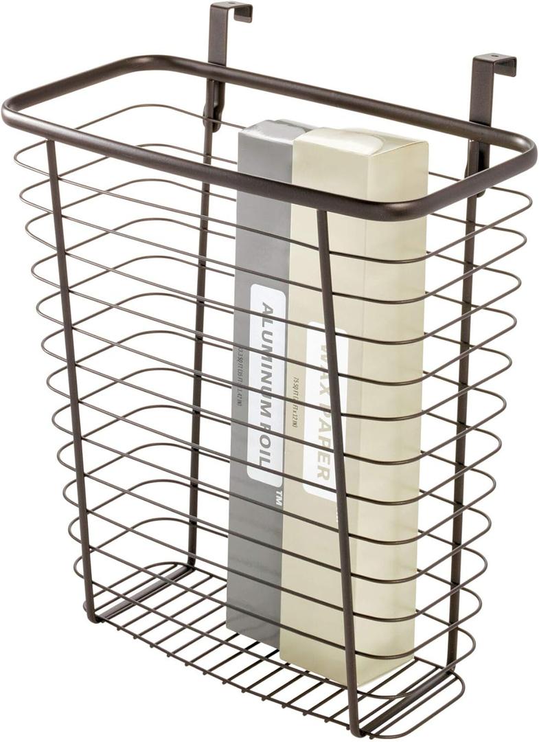 iDesign Steel Over-The-Cabinet Waste Basket or Storage Bin, The Axis Collection, 7.1" x 12.2" x 14.2", Bronze