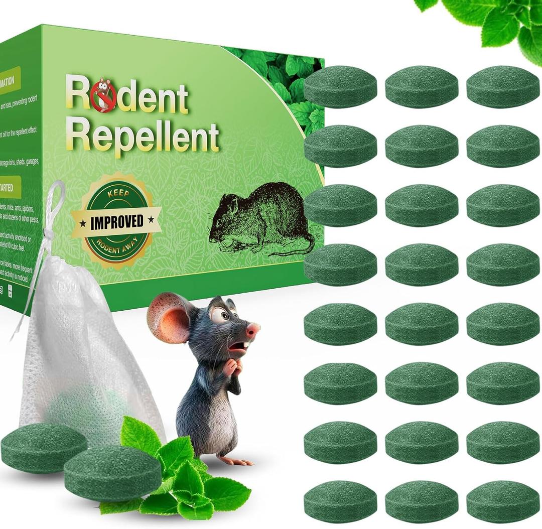 12PCS Rodent Mice Repellent, Peppermint Oil to Repel Mouse and Rats, Rodent Mice Repellent for Car Engines