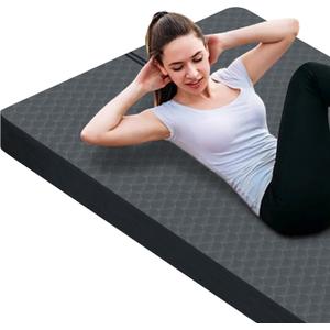 nuveti Large Exercise Mat - 15mm/20mm/30mm Thick Yoga Mat | Workout Mat for Fitness, Yoga, Pilates, Stretching & Floor Exercises for Women & Men with Free Carrying Bag (Grey)
