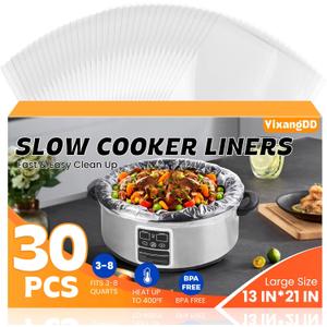 30 Pack Slow Cooker Liners, Large Size 13"x 21" Cooking Bags Disposable Pot Liners, Plastic Slow Cooker Bags Fits 3-8 Quarts, BPA Free, Suitable for Oval & Round Pot