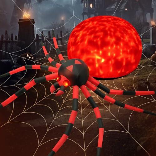 8FT Halloween Inflatables Spider Outdoor Decorations for Yard, Large Creepy Spider Props for Halloween Party Garden Lawn Patio Outside House Window Decor (Red)