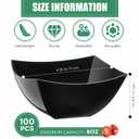 Sliner 100 Pcs Square Plastic Bowls 8 oz Plastic Serving Bowls Disposable Chip Containers for Parties Snack Fruit Candy Containers for Candy Buffet Salad Bar Buffet Party Supplies(Black)