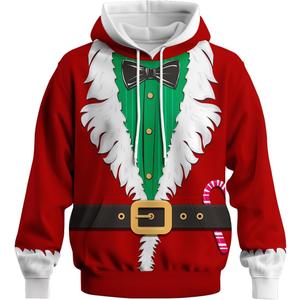 Funny Christmas Hoodie for Men Women Santa Claus Costume Hoodies Sweatshirt (Large)