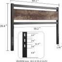 Headboard Only Wooden Headboard with Metal Slats Sturdy Rustic Headboards Easy Assembly, Twin XL/Queen/King (Queen)