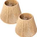 Defined Deco Small Rattan Lamp Shade Set of 2, 10 inch Boho Bell Lamp Shades for Table Lamps, Woven Lamp shade Replacement, Wall Sconces Light Cover, Rustic Lamp Shades for Wall Lamp Floor Lamp Shade