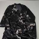 WDIRARA Women's Floral Print Long Sleeve Satin Long Robe Bridesmaid Wedding Party Robe (Medium, Black)
