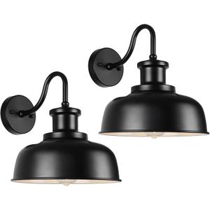 Solar Barn Lights for Outside, Outdoor Wall Lights Solar Powered, Farmhouse Exterior Wall Sconces, Industrial Exterior Lighting Fixture, Rustic Lantern for Garage, Barn, Shed,RZSR007-2