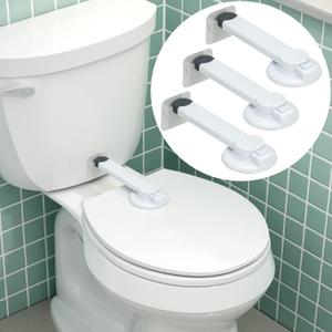 Baby Toilet Lock (3 Pack) Ideal Baby Proof Toilet Lid Lock with Arm  No Tools Needed Easy Installation with 3M Adhesive  Top Safety Toilet Seat Lock  Fits Most Toilets  White
