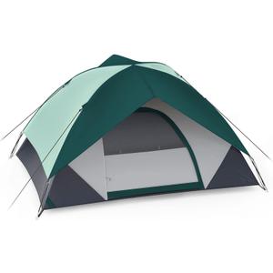 Person Camping Tent, Outdoor Family Tent with Removable Rainfly for Backpacking, Hiking, Windproof and Waterproof Dome Tent for Comfortable Trip, Easy Set Up (Green)