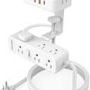 HOPOW Dual Layer Desk Clamp Power Strip, White Desktop Edge Mount Charging Station with 13 Outlets 4 USB Ports (2 USB C), Under Desk Surge Protector(1700 Joules), 10 Ft Extension Cord for Office