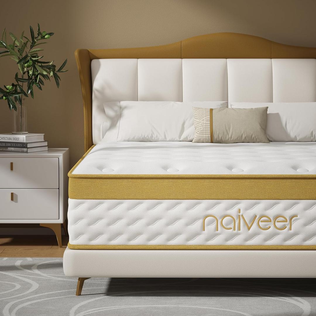 Cooling Gel Memory Foam Hybrid Mattress, 12 Inch Queen Size Mattress in A Box with Pocket Springs for Back Pain & Pressure Relief, Medium Firm Feeling with CertiPUR-US Certified Foam