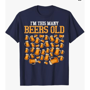 Funny 40 Year Old Beer Drinking Gag Gift, 40th Birthday T-Shirt (Blue, L)