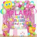 Summer Pool Beach Party Decorations, Splash Birthday Bash Party Supplies Tropical Summer Banner Beach Ball Lantern Fringe Curtain Foil Balloons Arch for Girls Swimming Luau Hawaiian Party Decor(Pink)