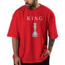 Men's Casual Graphic T-Shirt, Crew Neck, Short Sleeve, Summer Streetwear (US, Alpha, 3X-Large, Regular, Regular, Red) (Red, XXL)