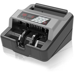 Portable Money Counter - Advanced UV/MG Counterfeit Detection, Fast & Accurate Dollar Bill Counting, 1,300 Bills/Min, User-Friendly, Durable 24/7 Operation, Black & Gray