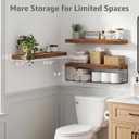 QEEIG Bathroom Shelves 24 inches Long - Floating Shelf for Wall Over Toilet Paper Storage Basket Farmhouse Set of 3, Rustic Brown (019-60BN3)