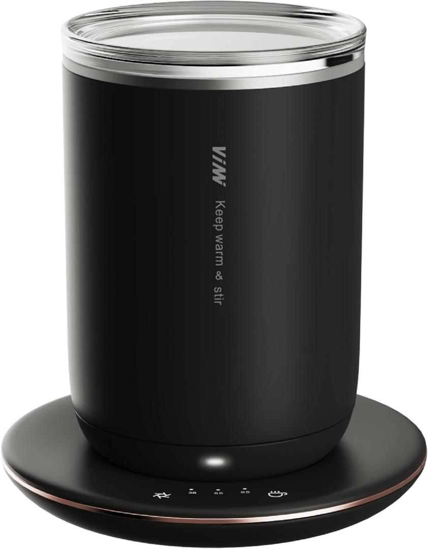 Self Heating Coffee Mug,10oz Heated Mug with Warmer,Smart Temperature Control from 100-149℉,Keep Beverages Warm & Self Stirring,Black