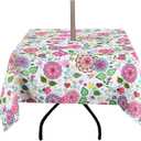 EHouseHome Outdoor Indoor 60inch SquareTablecloth with Umbrella Hole and Zipper, Waterproof Zippered Patio Table Cloths, Spring/Summer Table Covers for Backyard Circular Table/BBQs/Picnic