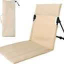 Poolside Edge Seat with Backrest, Foldable Ground Chair 1 Pack, 600D Oxford and Aluminum Frame, Beige, Unfolded 26.77 x 15.55 x 15.94 in, Includes Storage Bag