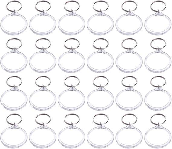 Split Ring Keychain Photo Film Keychain Transparent Photo Frame Keyring Car Picture Frame Car Key Chain Acrylic Blank Keyring Car Key Holder Empty Shell Mini White