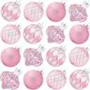 Pink and Clear Christmas Ornaments Ball for Tree, 3.15'' Clear Plastic Ornaments Balls Shatterproof Christmas Tree Decorations Baubles for Holiday Wedding (Pink)