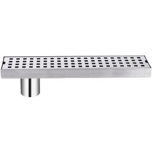 11.8" Linear Shower Drain,Rectangle Shower Floor Drain with Grate Offset Side Outlet Stainless Steel Brushed Finish