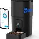 PAPIFEED 2.4G WiFi Automatic Cat Feeder, 6L/25Cup Automatic Pet Feeder with APP Control for Remote Feeding, Detachable for Easy Clean, Cat Food Dispenser with Alexa,1-10 Meals Per Day for Dog, Black