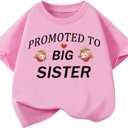Big Sister Shirts for Girls Toddler Kids Announcement Outfit Promoted to Big Sis T-Shirt Short Sleeve Tees 2-8T