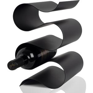 Wine Rack Countertop, Freestanding Creativity Modern Small Wine Holder, Tabletop Wine Stand for Kitchen Wine Bar Inside Cabinet, Pantry Decor-5 Bottle (Black)