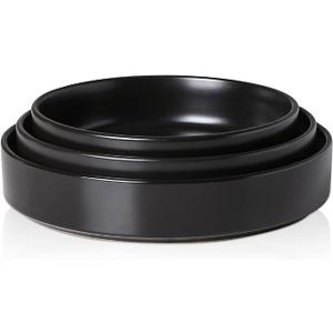 Stone Lain Celina Stoneware Bowl Set, 3-Piece Pasta Bowls for Kitchen, Ceramic Serving for Ramen, Fruit, Cereal, Dinner - Microwave & Dishwasher Safe, Black