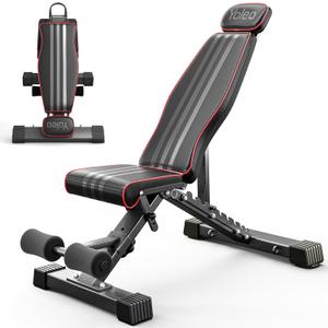 Yoleo Adjustable Weight Bench, 660LB Foldable Workout Bench with Extended Head/Neck Protection/Spine Support for Bench Press, Fast Folding Incline Decline Flat Bench