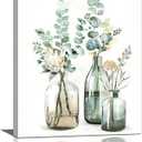 Yibuda Botanical Bathroom Wall Art Rustic Green Plant Bathroom Wall Decor Country Natural Botanical Bathroom Pictures Canvas Print Painting Framed Modern Home Artwork Office Bedroom Kitchen 16''x20'' (20L" x 16W")