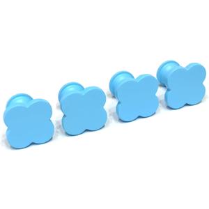 PTDecals 4PCS Metal Blue Cabinet and Drawer Knobs Round Pulls for Kitchen Dressers and Closets Handles Plum Blossom Shape with Screws