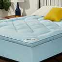 BEDLORE King Mattress Topper, Thick Pillow Top Pad for Back Pain Relief, Soft Mattress Cover with Deep Pockets 6-18 inch (Blue)