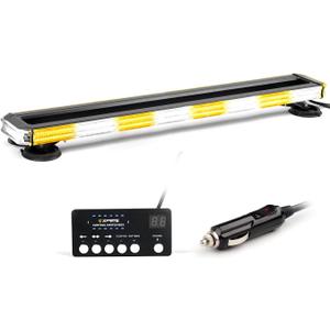 Xprite 34 inch 270 LED Rooftop Emergency Strobe Light Bar Heavy-Duty Flashing Warning Lights w/Adjustable Mounting Brackets, for Construction Vehicles Towing Work Trucks Plows Pickup - White Amber