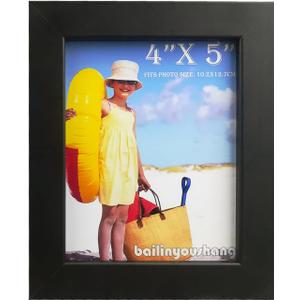 4 x 5 picture frame - 5 x 4 Wooden Photo Frame - Made of Real Wood With plexiglass Photo Protection - Ready For Wall Hanging And Table Standing Display (Black)