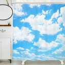 LIGHTINHOME Blue Sky Backdrop Cloud Shower Curtain 72x72 Inch Nature Landscape Scenery Waterproof Fabric Polyester Bathroom Bathtub Decoration