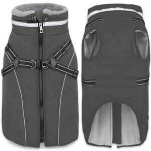 Fragralley Dog Coat with Harness Built in, Waterproof Windproof Reflective Warm Puffer Jacket, Fleece Lined Vest Winter Parka for Medium Dogs​, Medium 