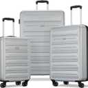 American Tourister Westridge Hardside Luggage Set with Spinner Wheels, Silver, 3PC SET (CO/M/L)