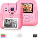 Kids Camera Instant Print Christmas Birthday Gifts for 3 4 5 6 7 8 9 Year Old Girls Boys,Digital Camera for Toddler,Toys for Kids Age 4-8 with 3 Rolls Print Paper,32GB Card